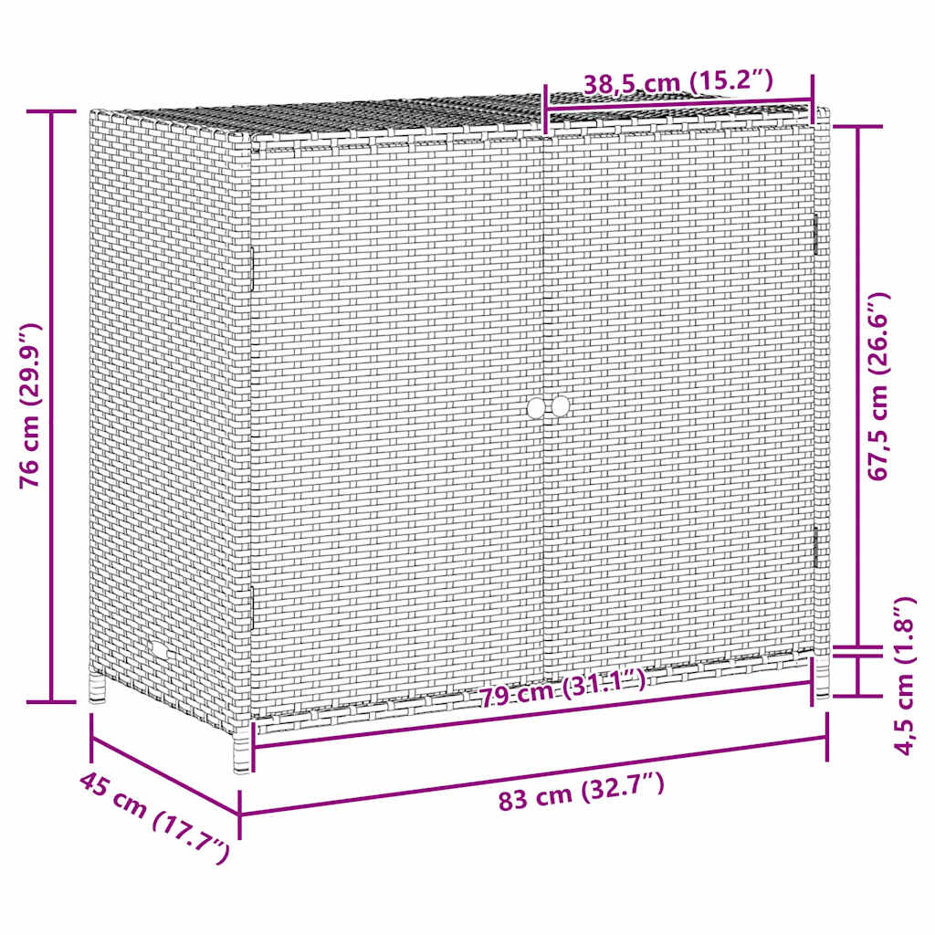 vidaXL Tuinkast 83x45x76 cm poly rattan zwart