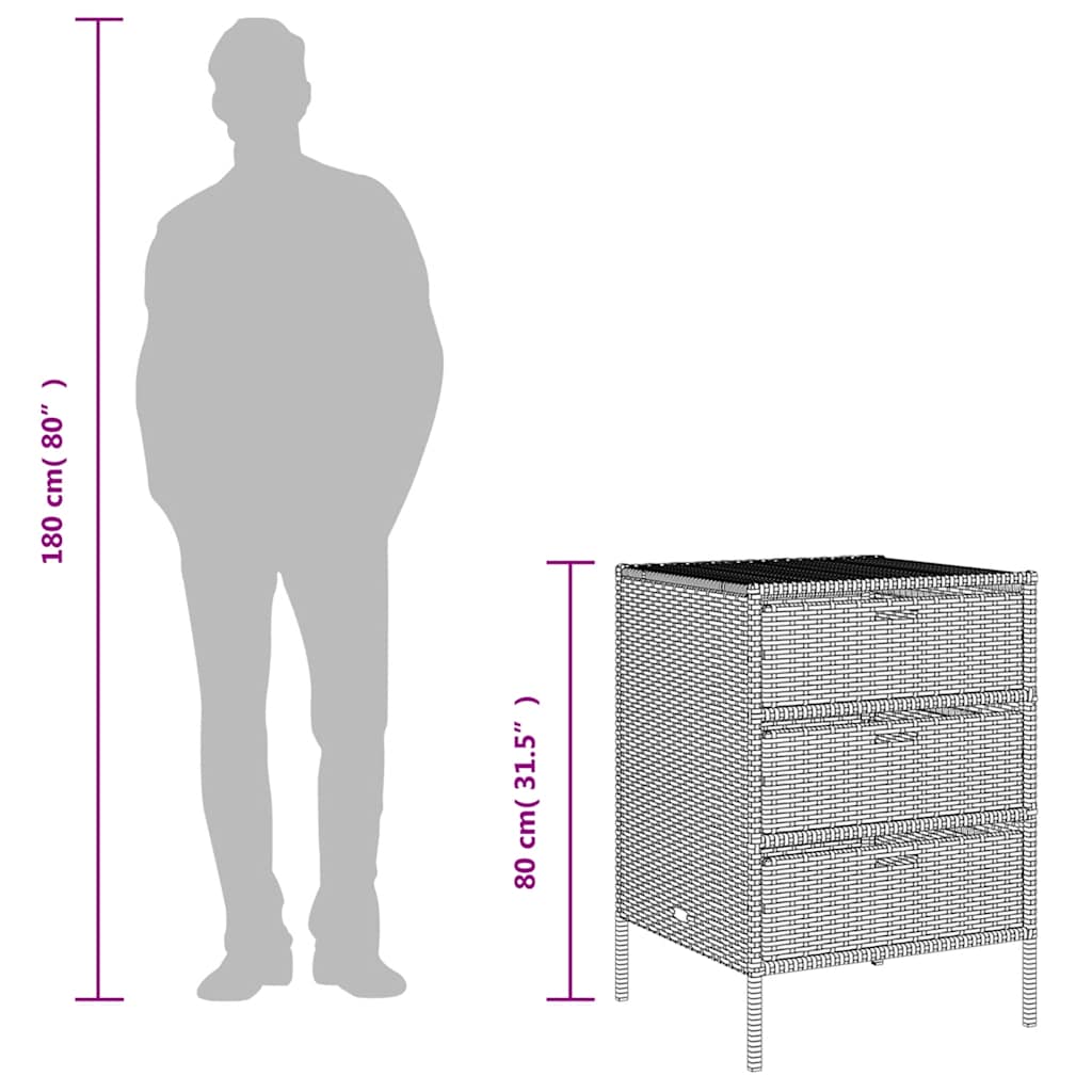 vidaXL Tuinkast 55x59x80 cm poly rattan zwart