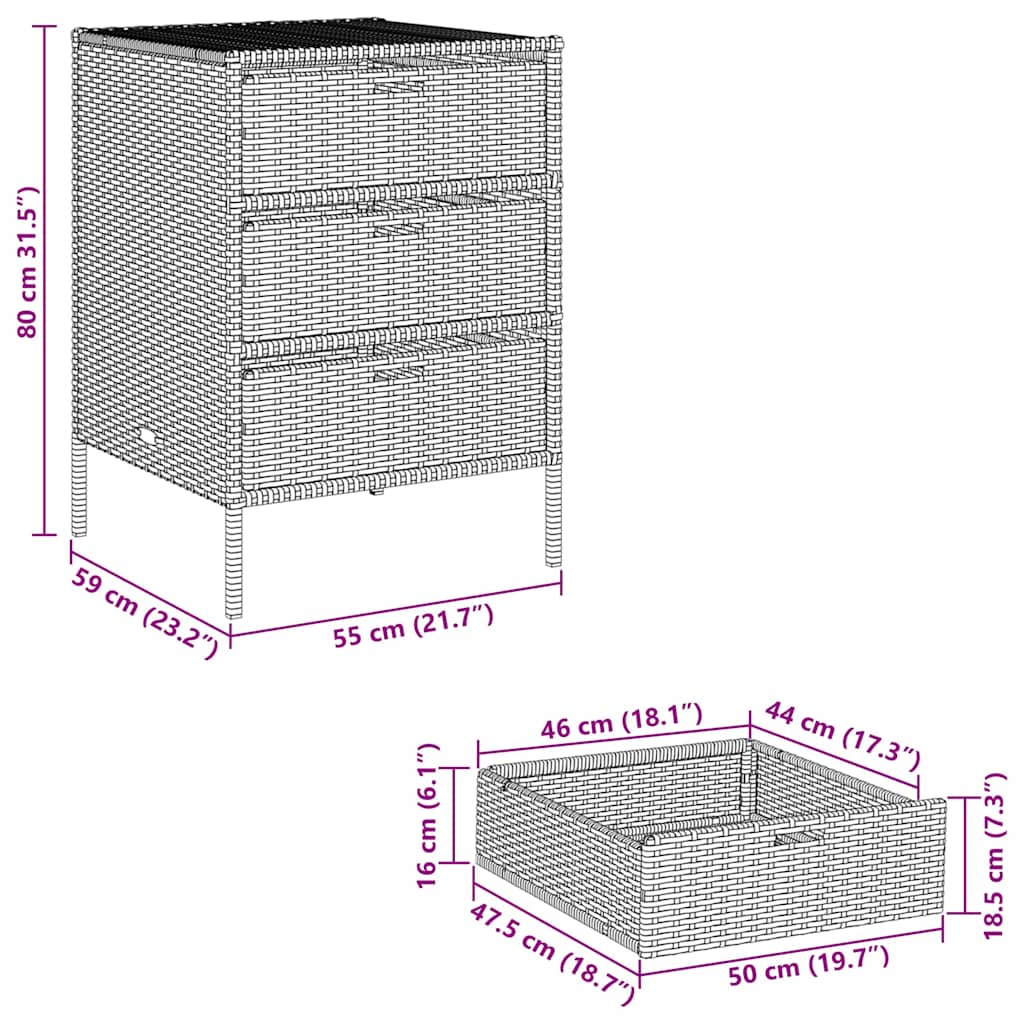 vidaXL Tuinkast 55x59x80 cm poly rattan zwart