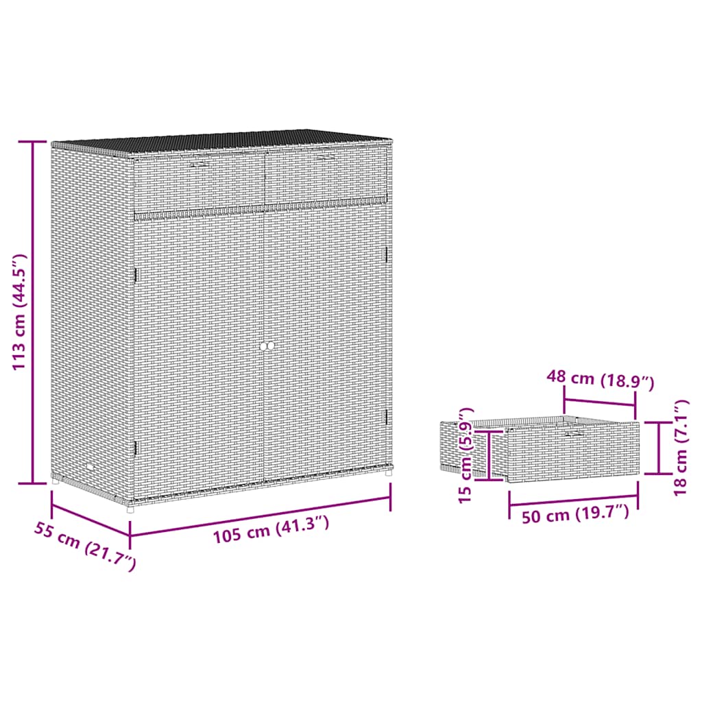 vidaXL Tuinkast 55x55x111 cm poly rattan zwart
