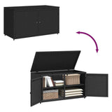 vidaXL Garden Storage Box 110x55x60.5 cm Poly Rattan Black