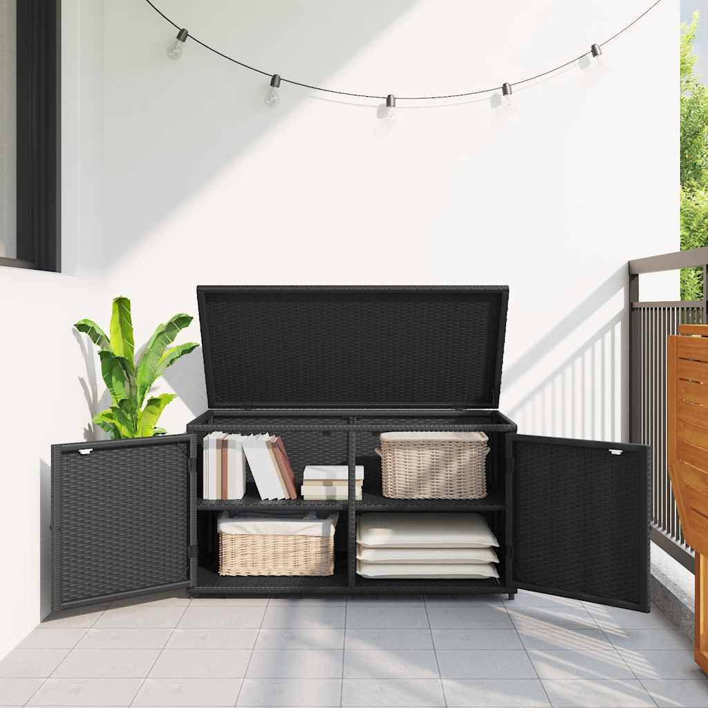 vidaXL Garden Storage Box 110x55x60.5 cm Poly Rattan Black