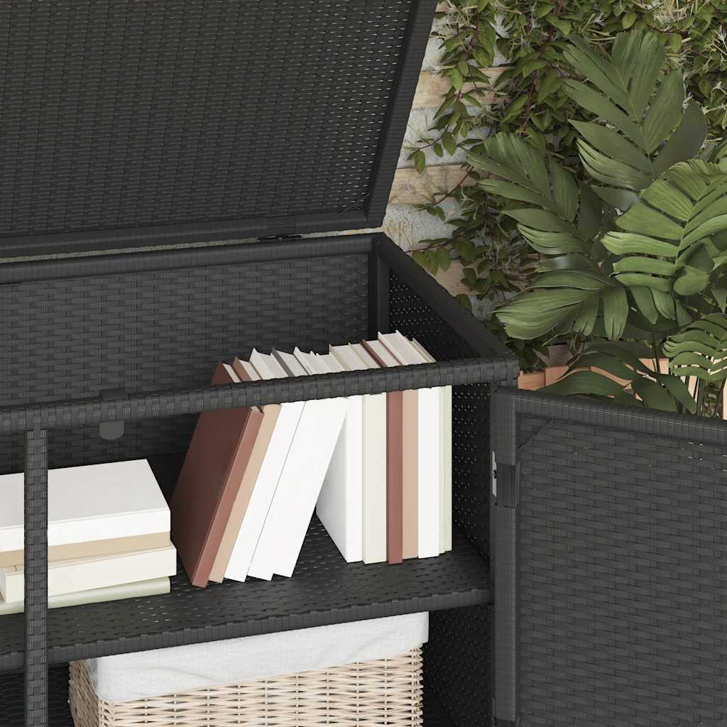 vidaXL Garden Storage Box 110x55x60.5 cm Poly Rattan Black