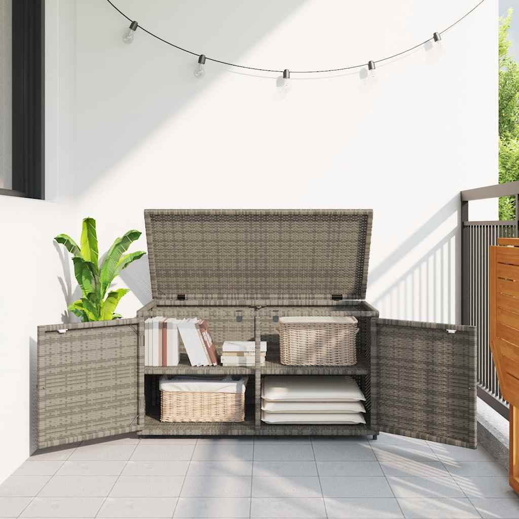 vidaXL Garden Storage Box 110x55x60.5 cm Poly Rattan Black