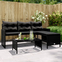 vidaXL Garden Bench with Table and Cushions L-Shaped Poly Rattan Black