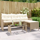 vidaXL Garden Bench with Table and Cushions L-Shaped Poly Rattan Black