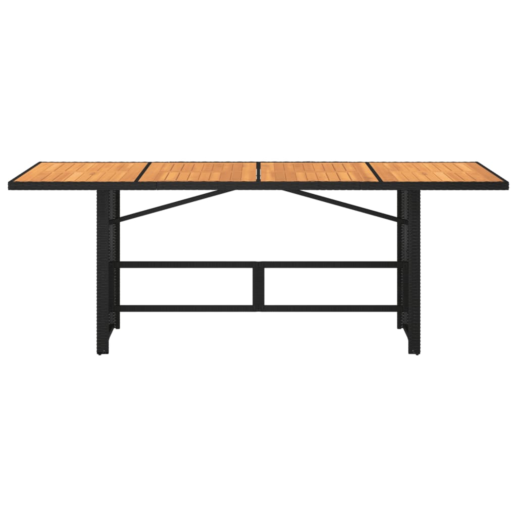 vidaXL Tuintafel met acaciahouten blad 190x80x75 cm poly rattan zwart