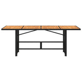 vidaXL Tuintafel met acaciahouten blad 190x80x75 cm poly rattan zwart
