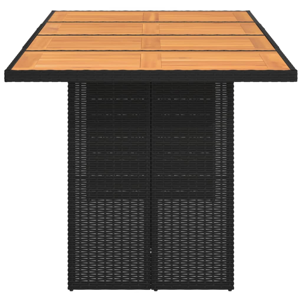 vidaXL Tuintafel met acaciahouten blad 190x80x75 cm poly rattan zwart