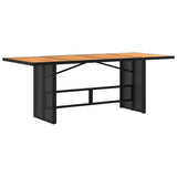 vidaXL Tuintafel met acaciahouten blad 190x80x75 cm poly rattan zwart