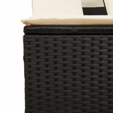 vidaXL Ligbed 2-persoons met luifel en kussens poly rattan zwart