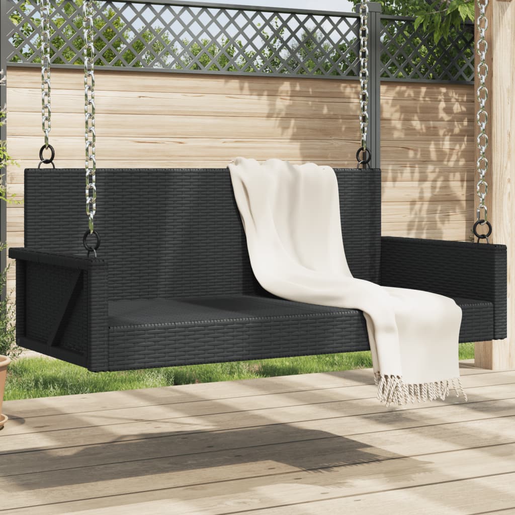 vidaXL Schommelbank 119x56x48 cm poly rattan zwart
