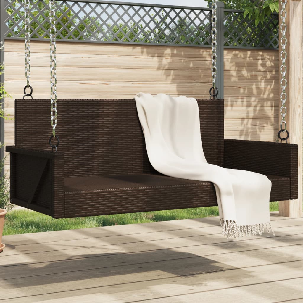 vidaXL Schommelbank 119x56x48 cm poly rattan zwart