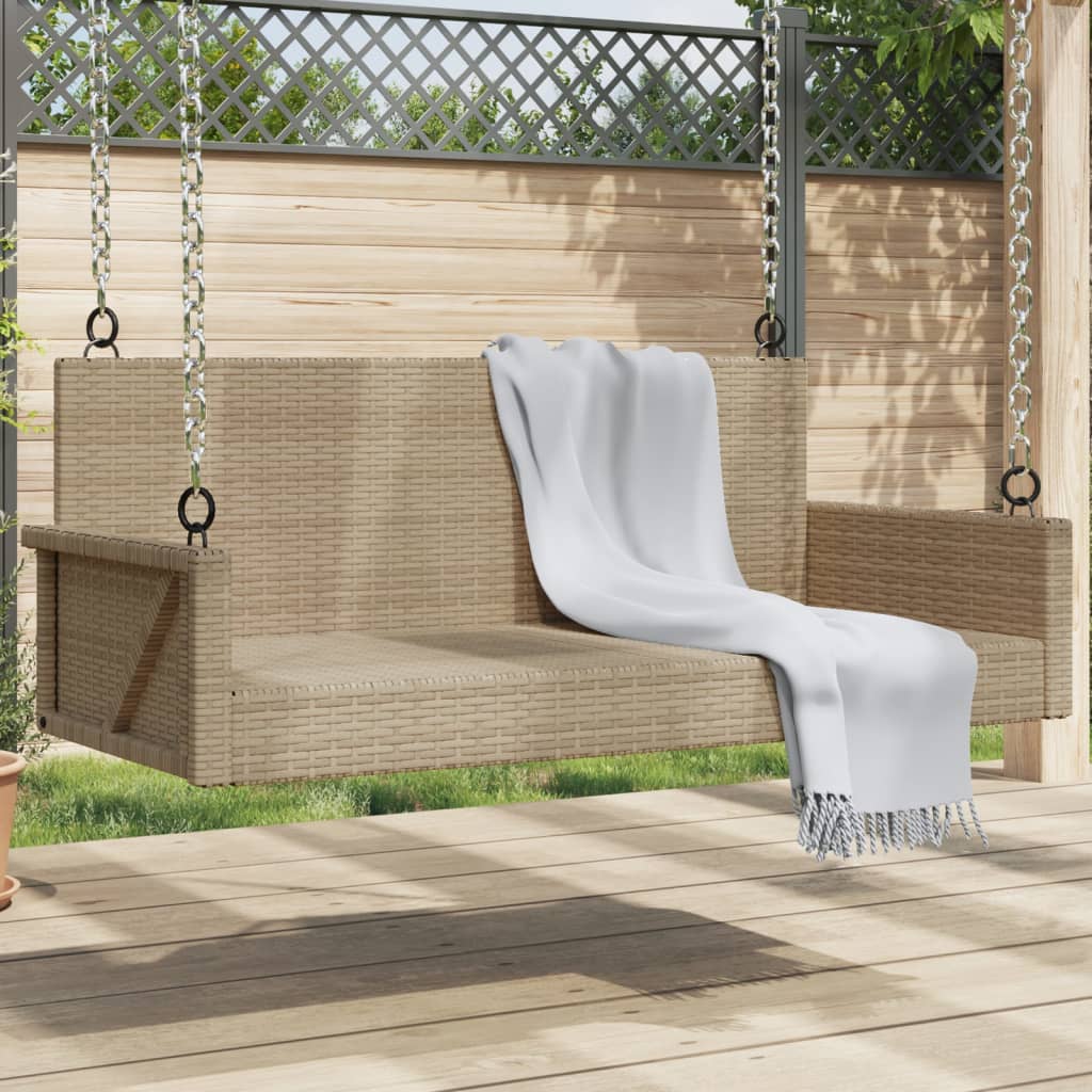 vidaXL Schommelbank 119x56x48 cm poly rattan zwart