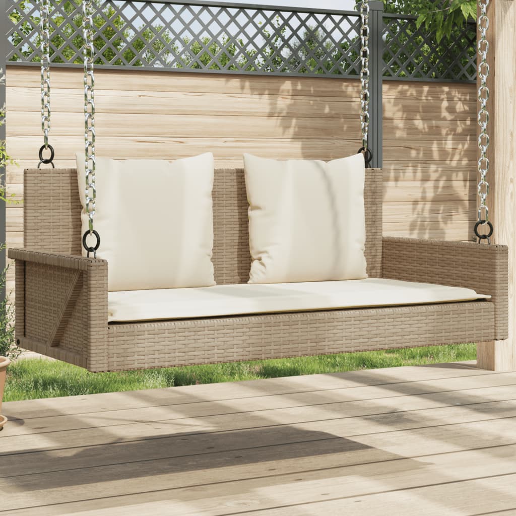 vidaXL Schommelbank 119x56x48 cm poly rattan zwart