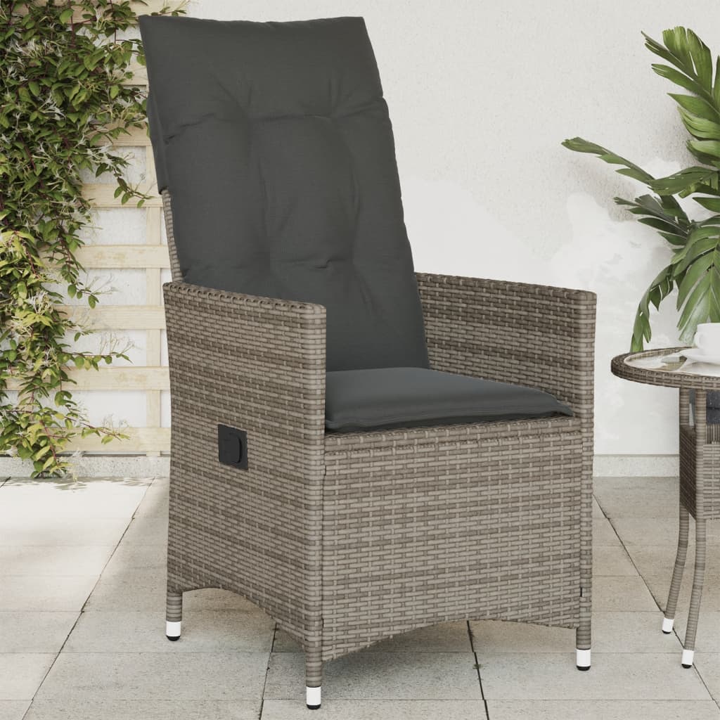 vidaXL Tuinstoel verstelbaar met kussens poly rattan zwart