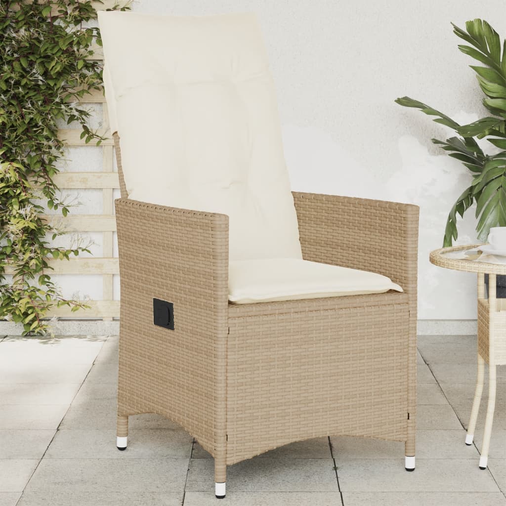 vidaXL Tuinstoel verstelbaar met kussens poly rattan zwart