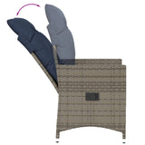 vidaXL Tuinstoel verstelbaar met kussens poly rattan grijs