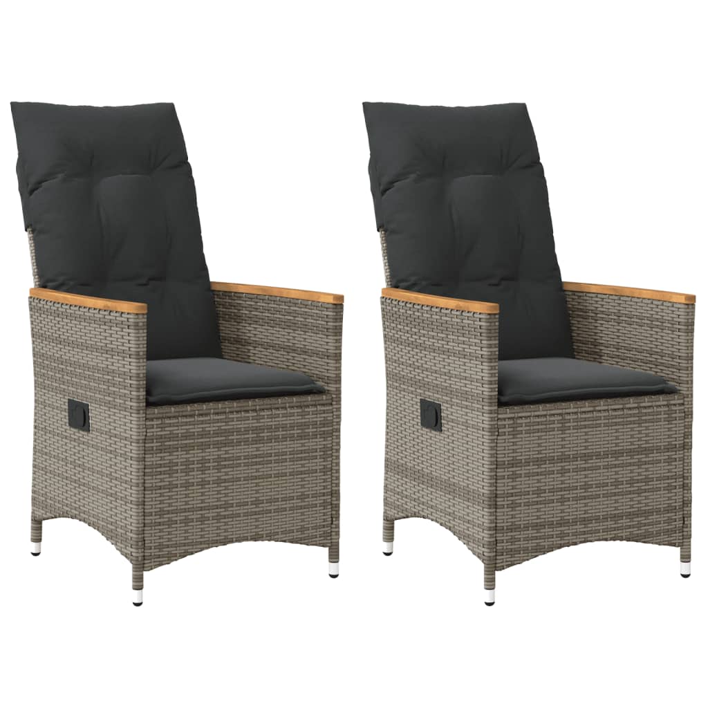 vidaXL Tuinstoel verstelbaar met kussens poly rattan zwart