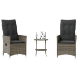 vidaXL 3-delige Bistroset met kussens poly rattan zwart