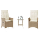 vidaXL 3-delige Bistroset met kussens poly rattan zwart