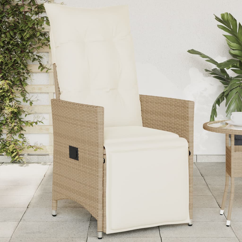 vidaXL Tuinstoel verstelbaar met kussens poly rattan zwart