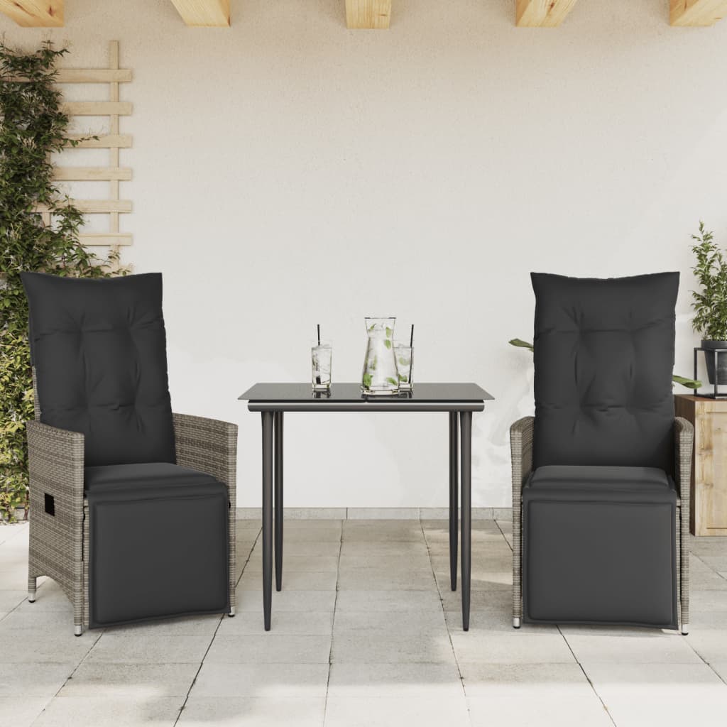 vidaXL Tuinstoel verstelbaar met kussens poly rattan zwart