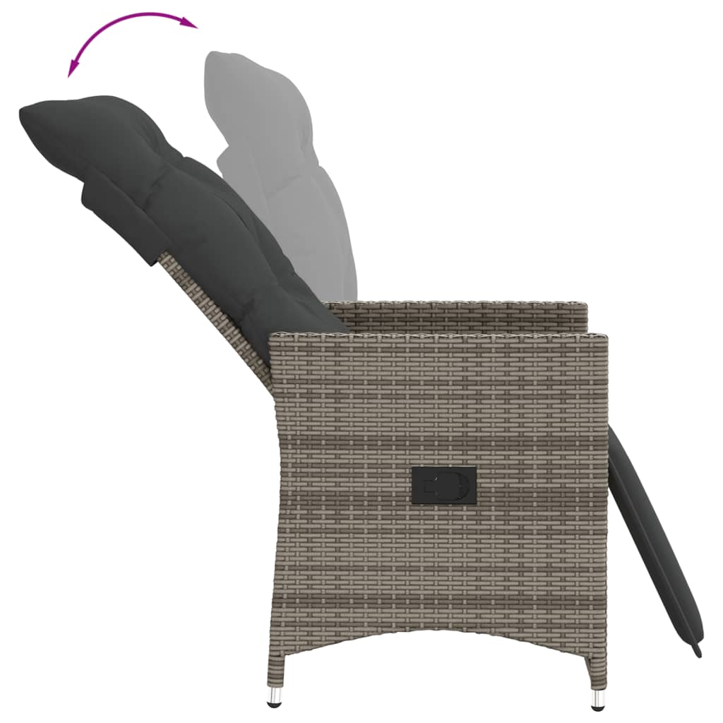 vidaXL Tuinstoel verstelbaar met kussens poly rattan zwart