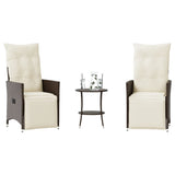vidaXL 3-delige Bistroset met kussens poly rattan zwart