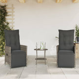 vidaXL 3-delige Bistroset met kussens poly rattan zwart