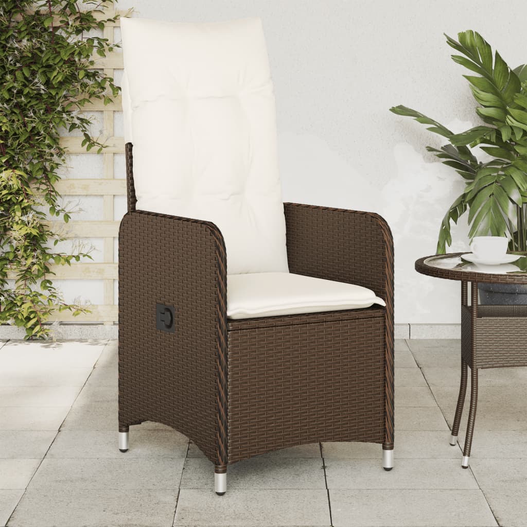 vidaXL Tuinstoel verstelbaar met kussens poly rattan zwart
