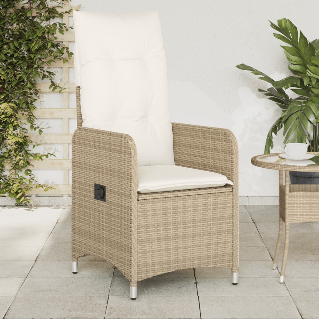 vidaXL Tuinstoel verstelbaar met kussens poly rattan zwart