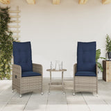 vidaXL Tuinstoel verstelbaar met kussens poly rattan grijs