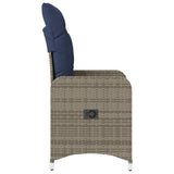 vidaXL Tuinstoel verstelbaar met kussens poly rattan grijs