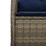 vidaXL Tuinstoel verstelbaar met kussens poly rattan grijs