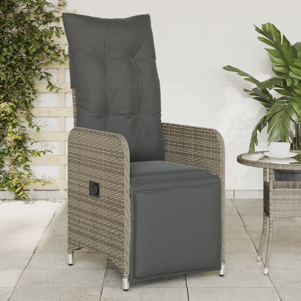 vidaXL Tuinstoel verstelbaar met kussens poly rattan zwart