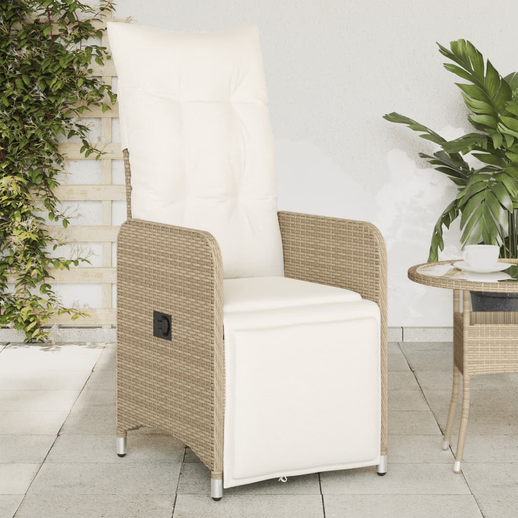vidaXL Tuinstoel verstelbaar met kussens poly rattan zwart