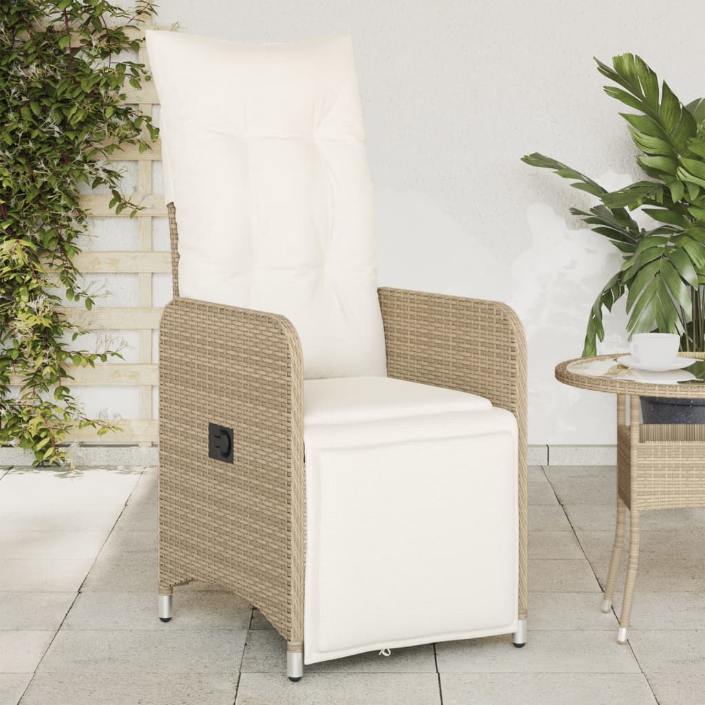 vidaXL Tuinstoel verstelbaar met kussens poly rattan zwart