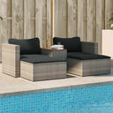 vidaXL 5-delige Loungeset met kussens poly rattan acacia zwart