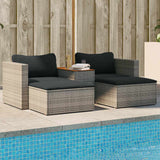 vidaXL 5-delige Loungeset met kussens poly rattan acacia zwart