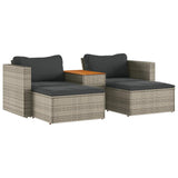 vidaXL 5-delige Loungeset met kussens poly rattan acacia zwart