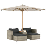 vidaXL 5-delige Loungeset met kussens poly rattan acacia zwart