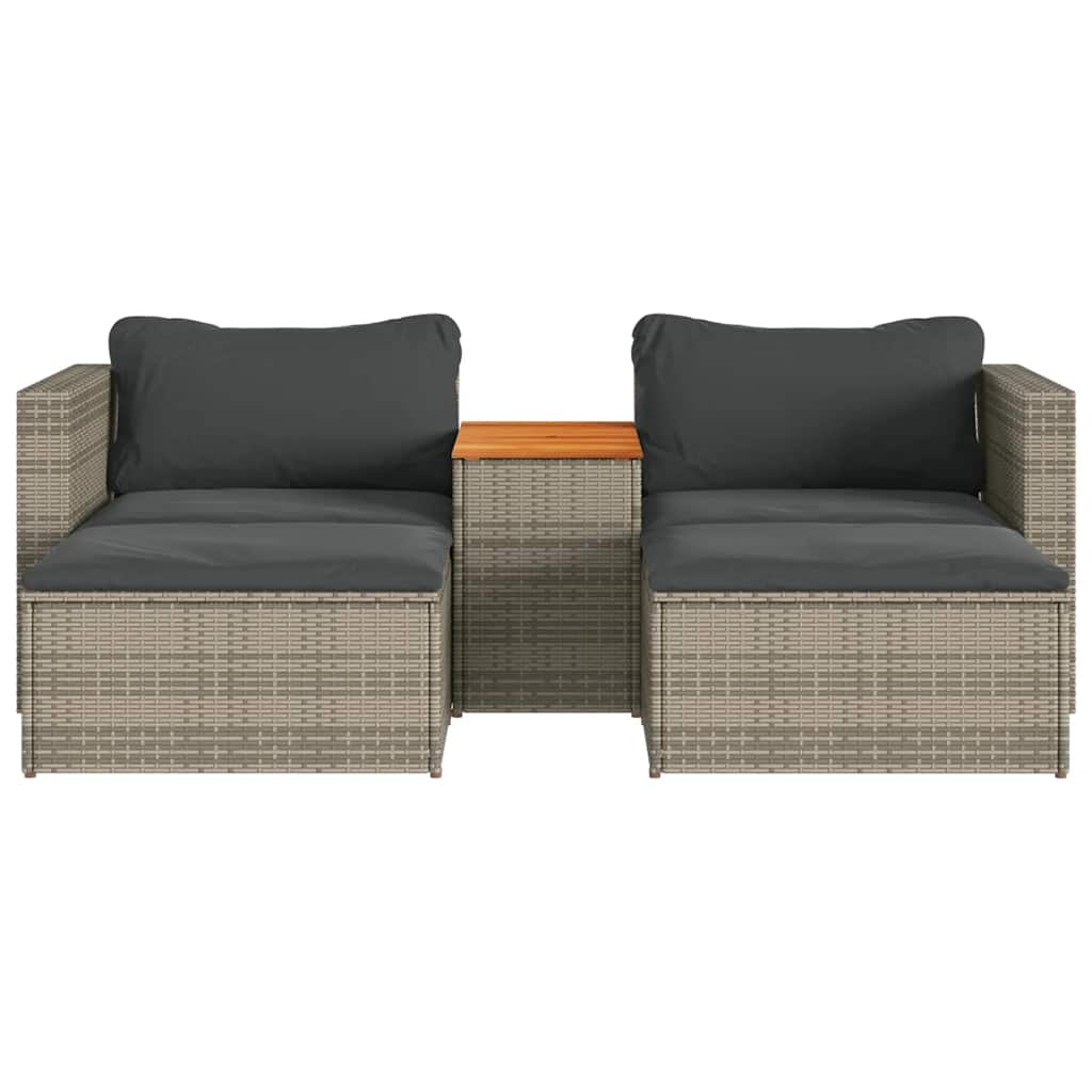 vidaXL 5-delige Loungeset met kussens poly rattan acacia zwart