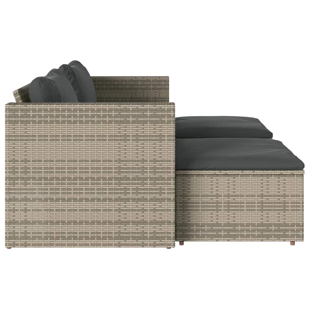 vidaXL 5-delige Loungeset met kussens poly rattan acacia zwart
