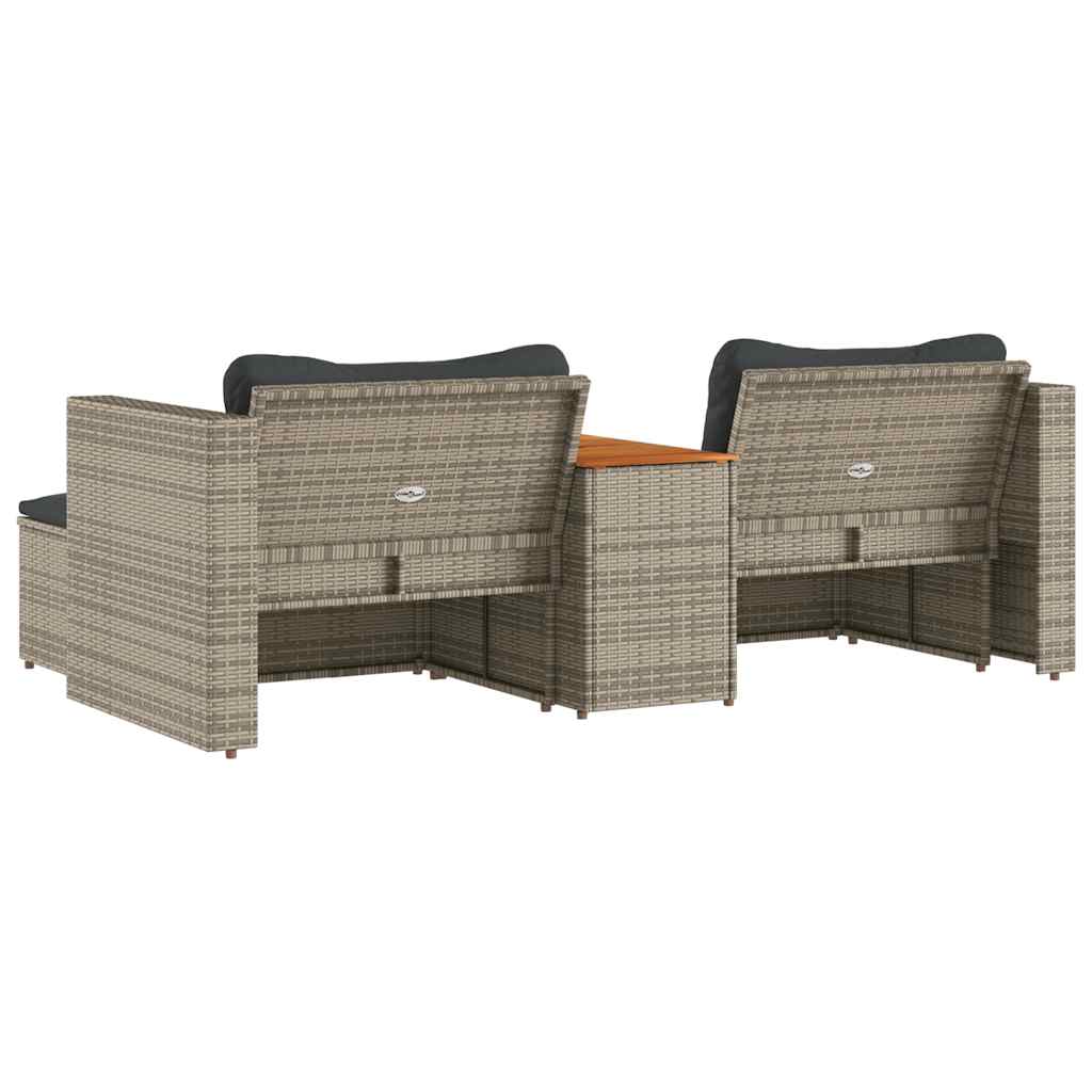 vidaXL 5-delige Loungeset met kussens poly rattan acacia zwart