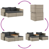 vidaXL 5-delige Loungeset met kussens poly rattan acacia zwart