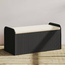 vidaXL Storage Bench with Cushion 115x51x52 cm Poly Rattan Black