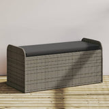 vidaXL Storage Bench with Cushion 115x51x52 cm Poly Rattan Black