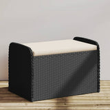 vidaXL Storage Bench with Cushion 115x51x52 cm Poly Rattan Black
