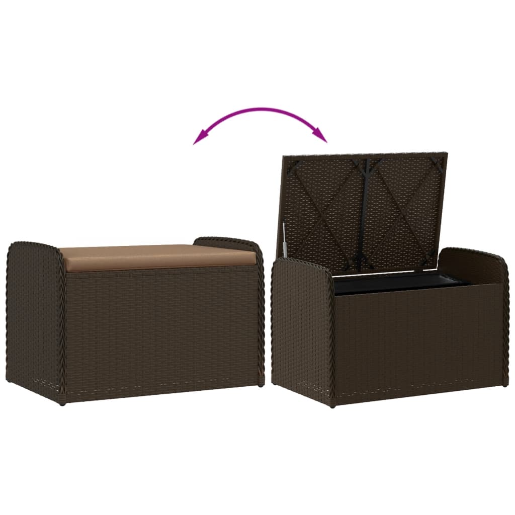 vidaXL Storage Bench with Cushion 115x51x52 cm Poly Rattan Black
